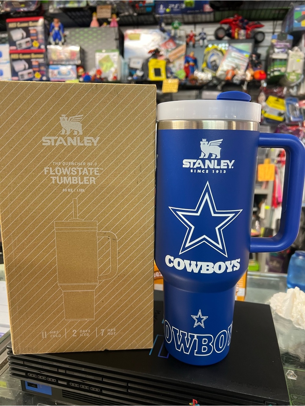 Stanley Blue Cowboys FlowState Tumbler with Handle